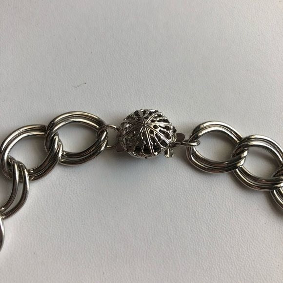 Silvertone Double Link Choker Necklace