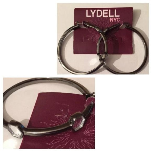 Lydell NYC Black Hoop Earrings with Embellishments
