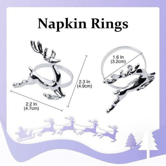 Silver deer napkin rings - set of 6