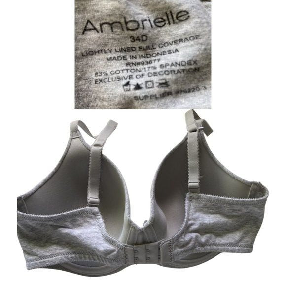 Ambrielle lightly lined full coverage bra 34D