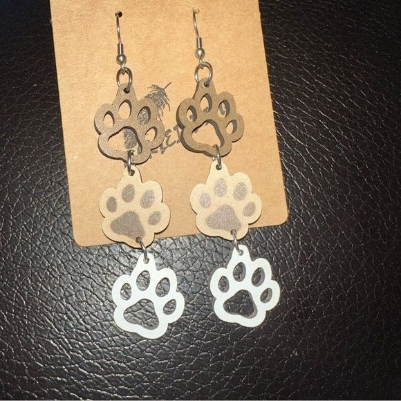 Pet Paw Dog Cat dangling earrings