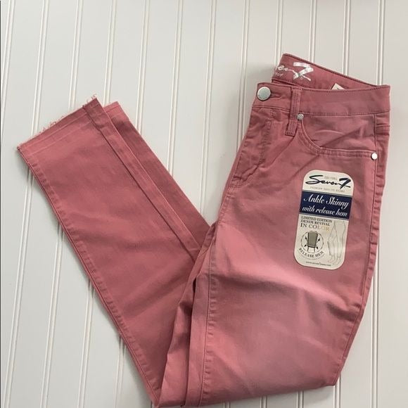 Seven7 Mid Rise Ankle Skinny Jean Dusty Pink nwt