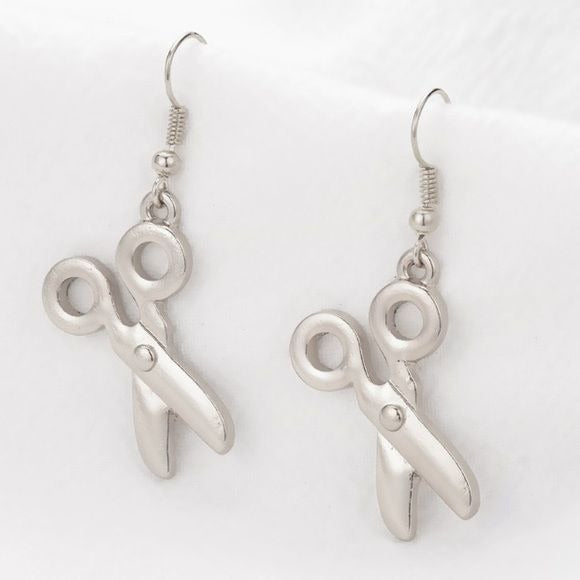Silvertone Scissor Earrings
