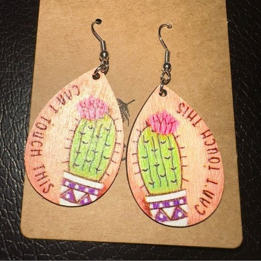 Can’t Touch This Cactus dangling earrings