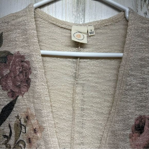 Live In The Moment Floral Lightweight Knit Open Cardigan Small
