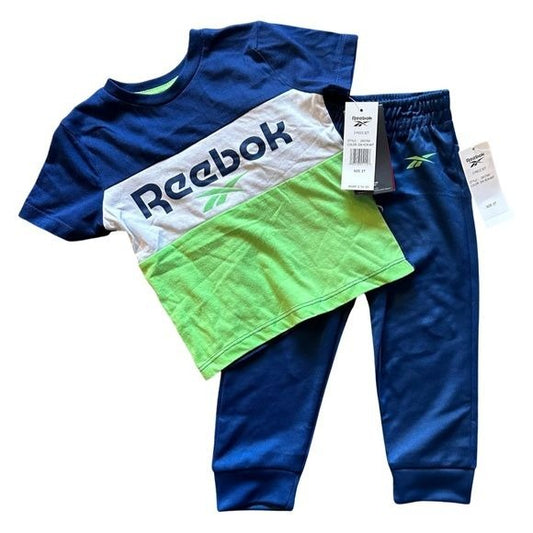 Reebok Colorblock striped tee and jogger pants 4T nwt
