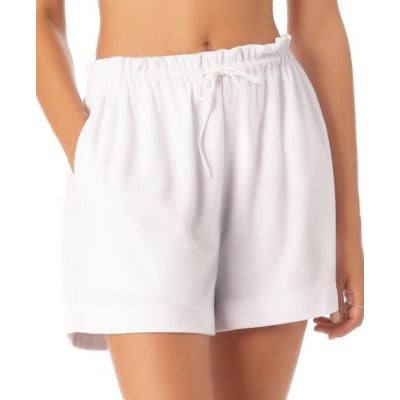 Anne Cole Solid Easy Terry Shorts White Large nwt