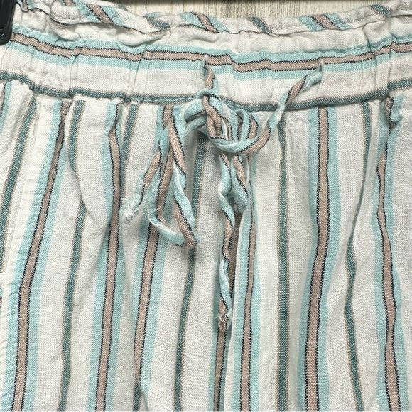 Zac & Rachel striped linen blend shorts elastic drawstring waist medium nwt