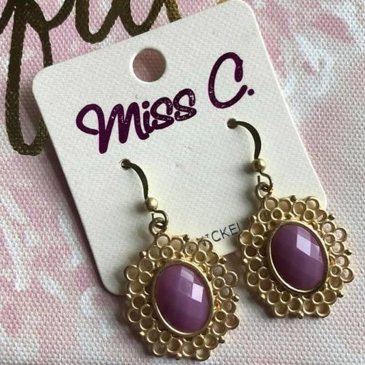 Miss C Goldtone & Purple Faceted Earrings