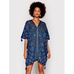Miraclesuit Printed Caftan Cover-Up Danube Bleu Blue Small nwt