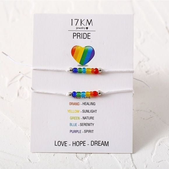 Pride Rainbow Beaded 2 Bracelet Set LGBTQ