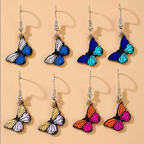 Butterfly Earrings Set of 4