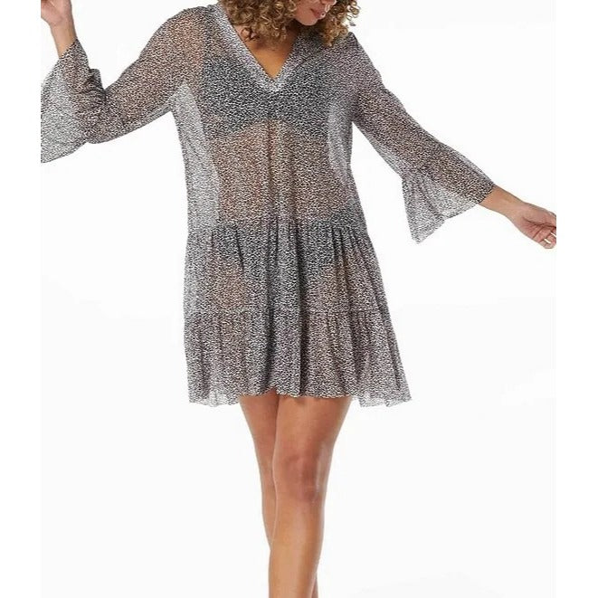 Coco Reef Cheetah Print Enchant Tiered Cover-Up Dress XL nwt