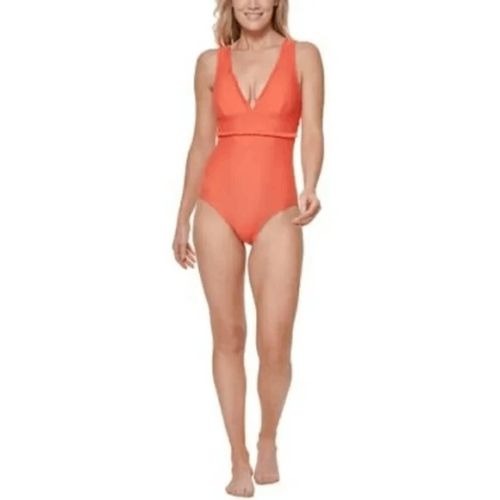 Tommy Hilfiger Ruffled One-Piece Swimsuit Emberglow size 6 nwt