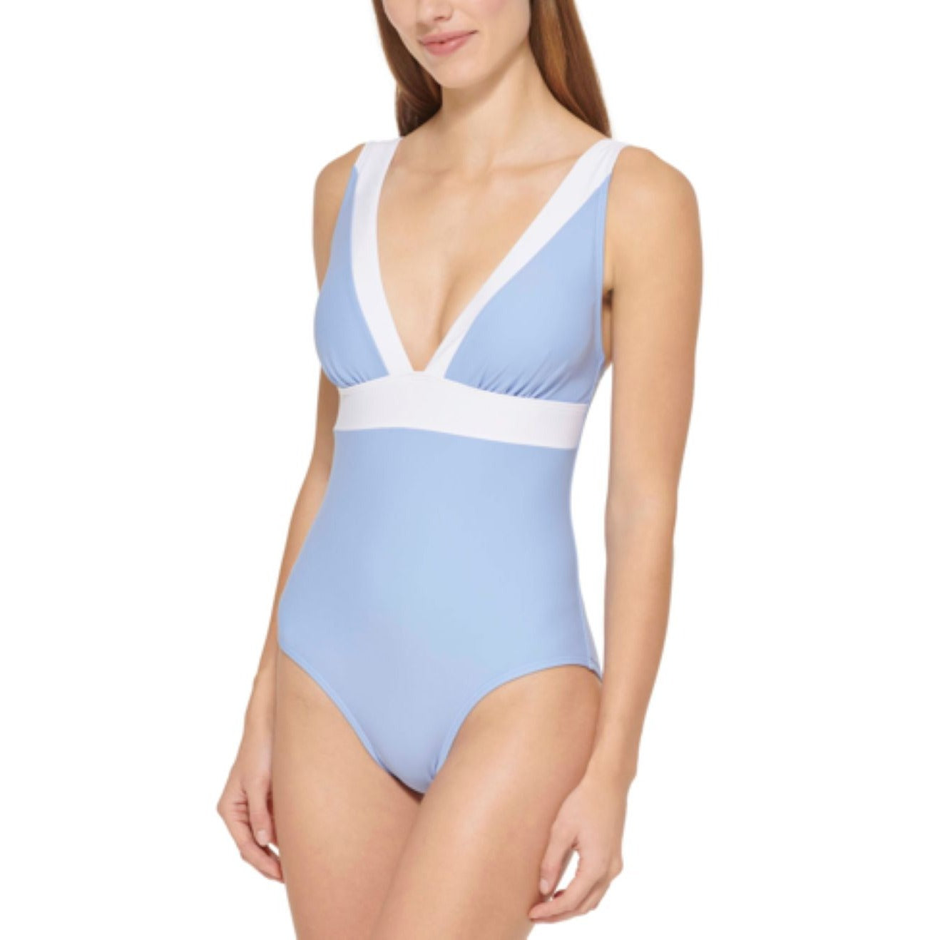 DKNY Deep V-Neck One-Piece Swimsuit Hydrangea size 18 nwt