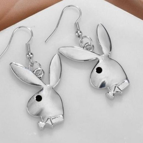 Silvertone Playboy/Playgirl Bunny Earrings